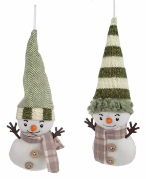 11" Sage and Neutral Snowman Ornament