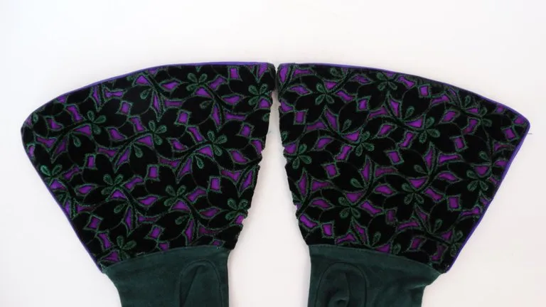 1980s Isabel Canovas Gauntlet Gloves with Cut Out Floral Motif