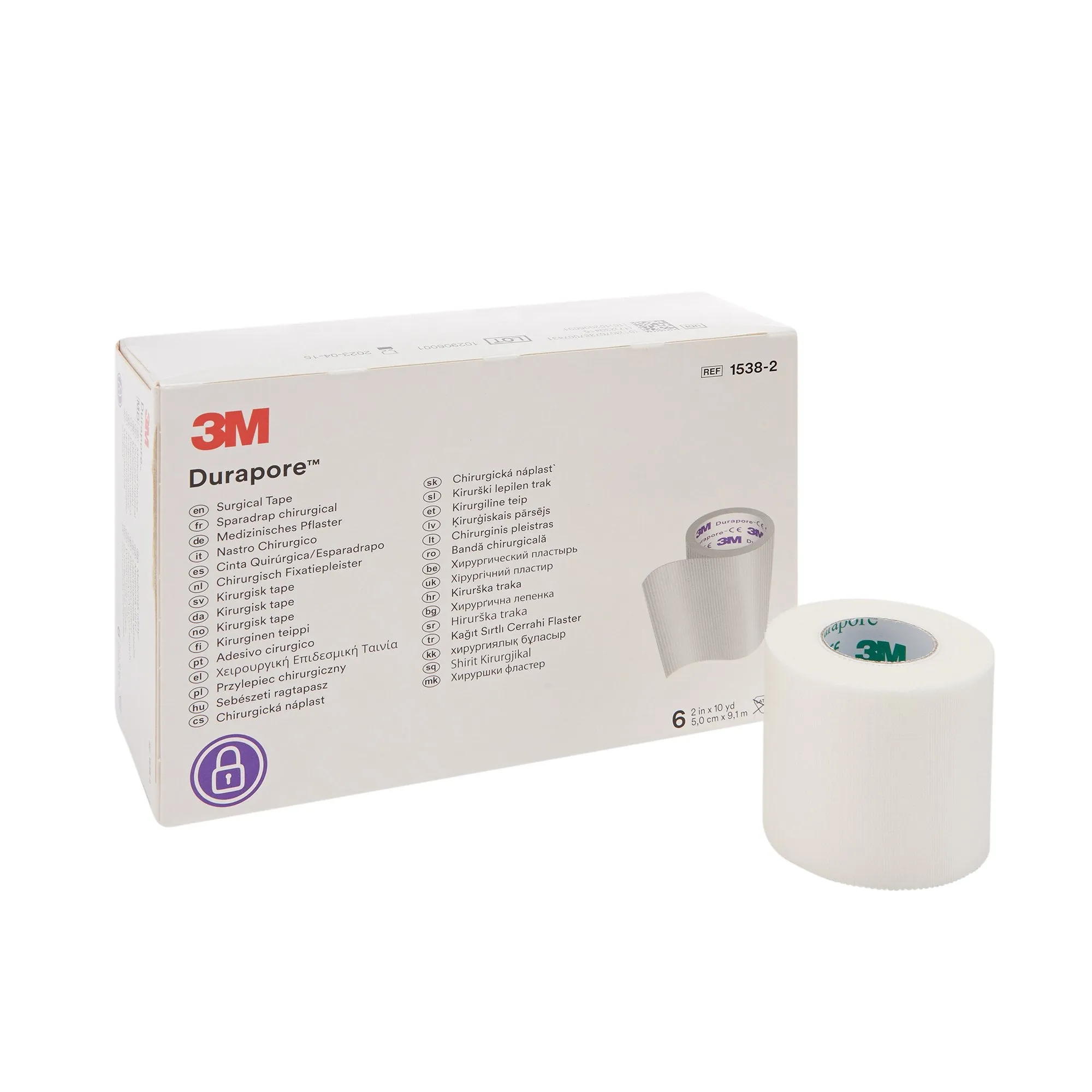 3M™ Durapore™ Silk-Like Cloth Medical Tape, 2 Inch x 10 Yard, White, 1 Case of 60