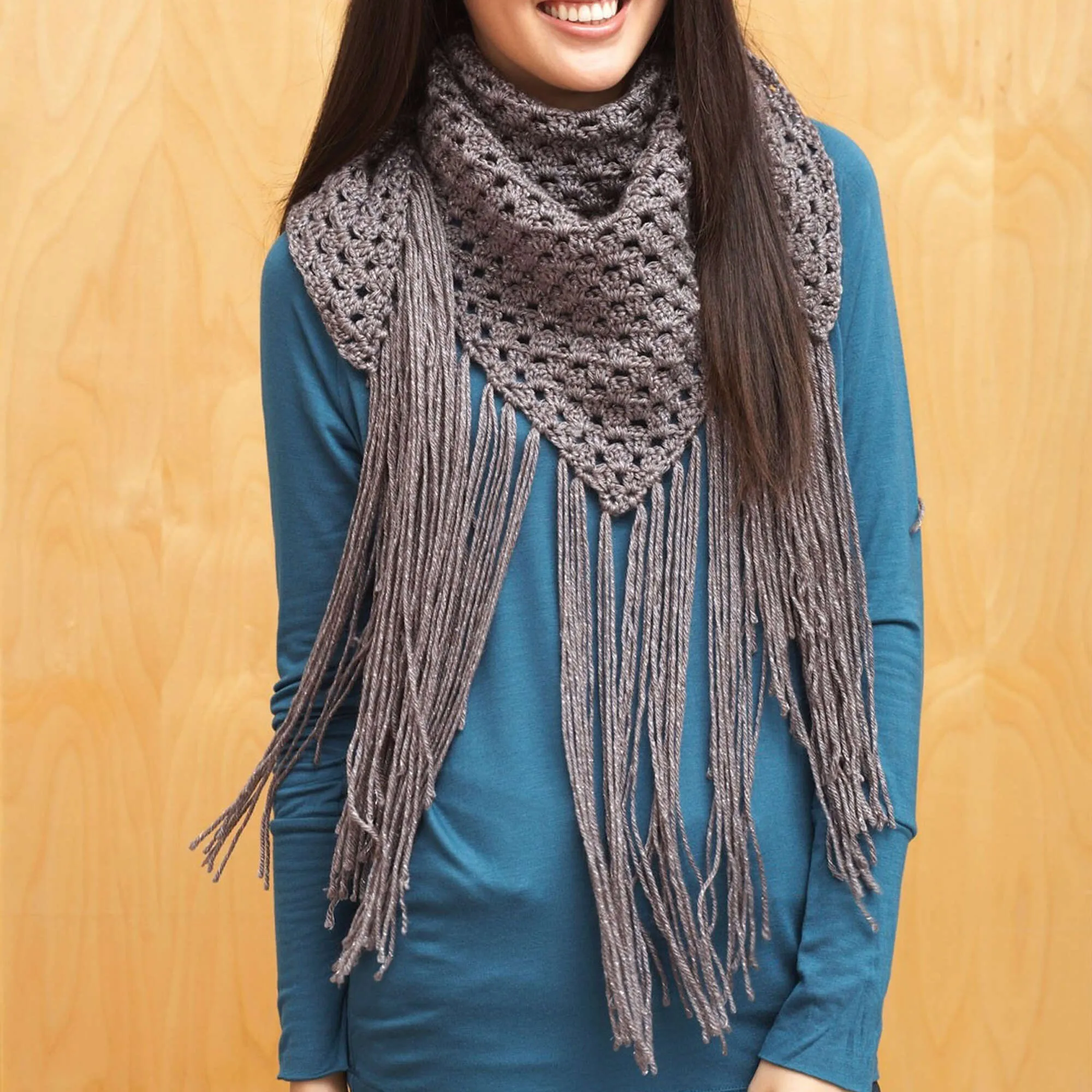 Bernat Crochet Big Fringe Triangle Scarf