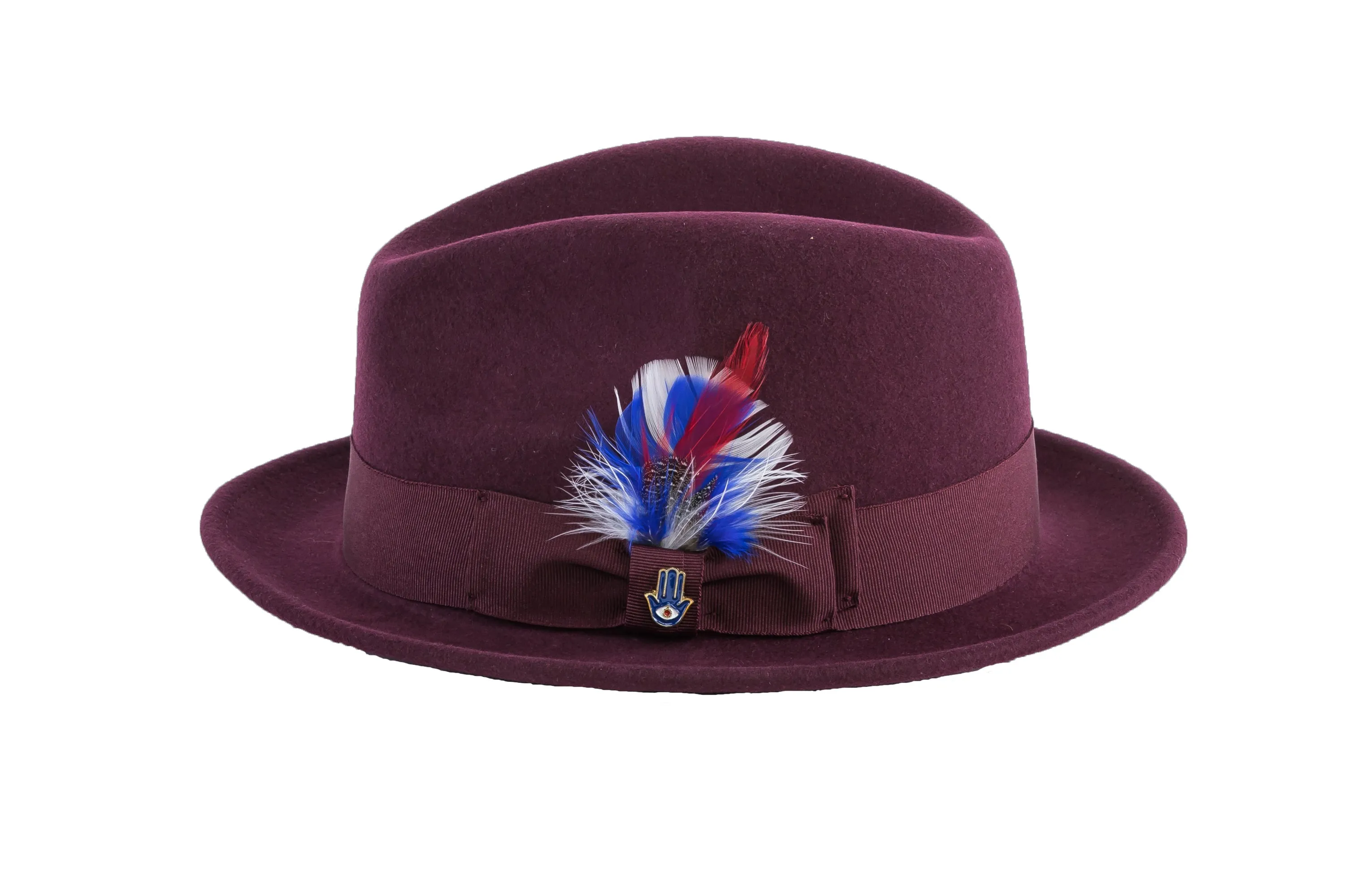 Burgundy Brooks Trilby 100% Australian Wool Felt Crushable Hat