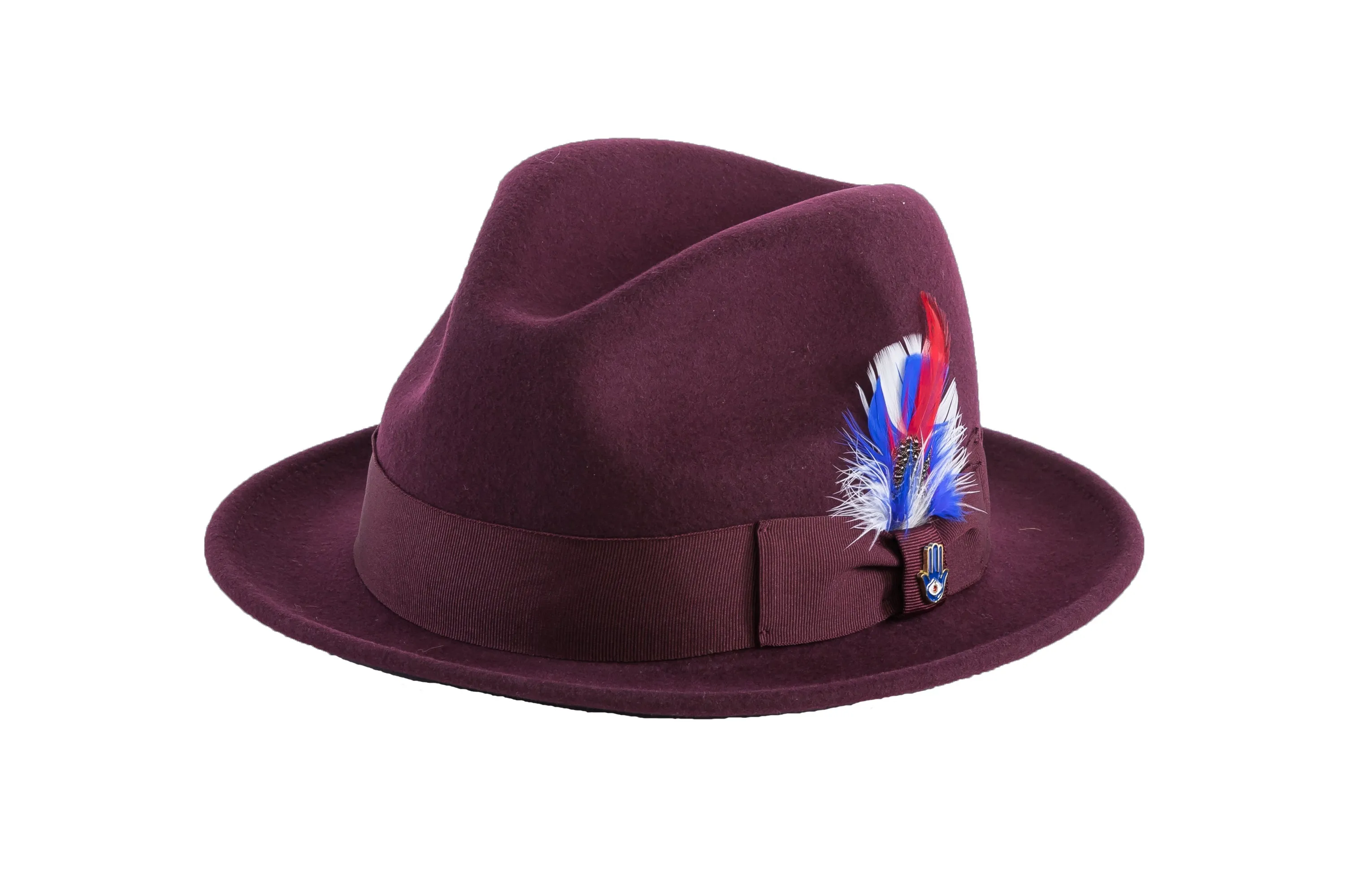 Burgundy Brooks Trilby 100% Australian Wool Felt Crushable Hat