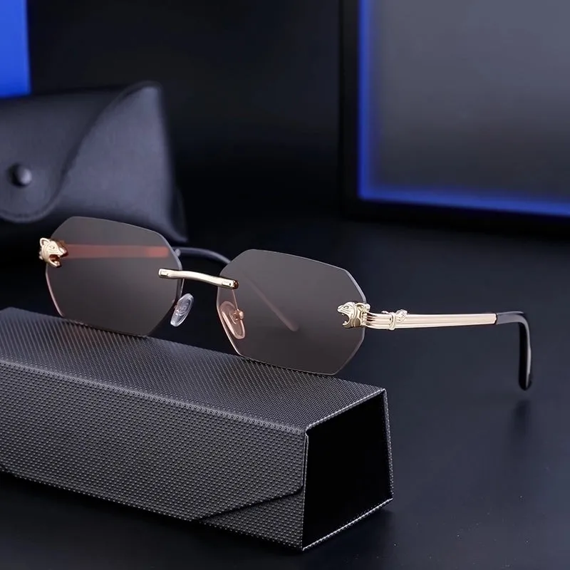 Business Retro Solid Color Pc Square Frameless Men's Sunglasses