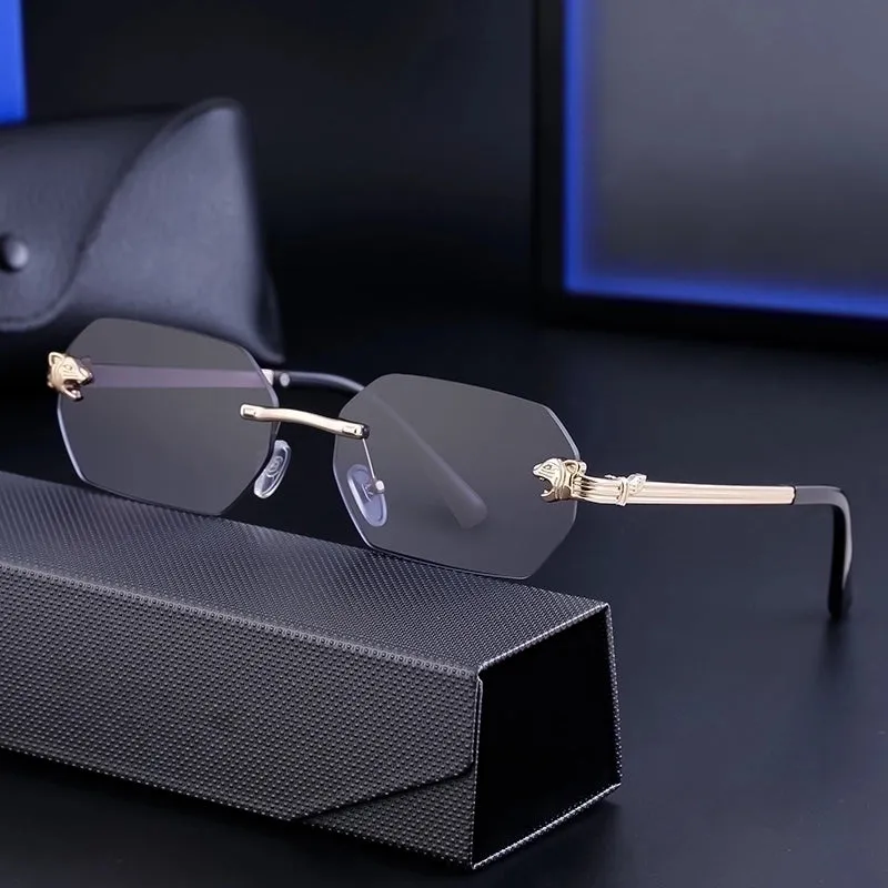 Business Retro Solid Color Pc Square Frameless Men's Sunglasses