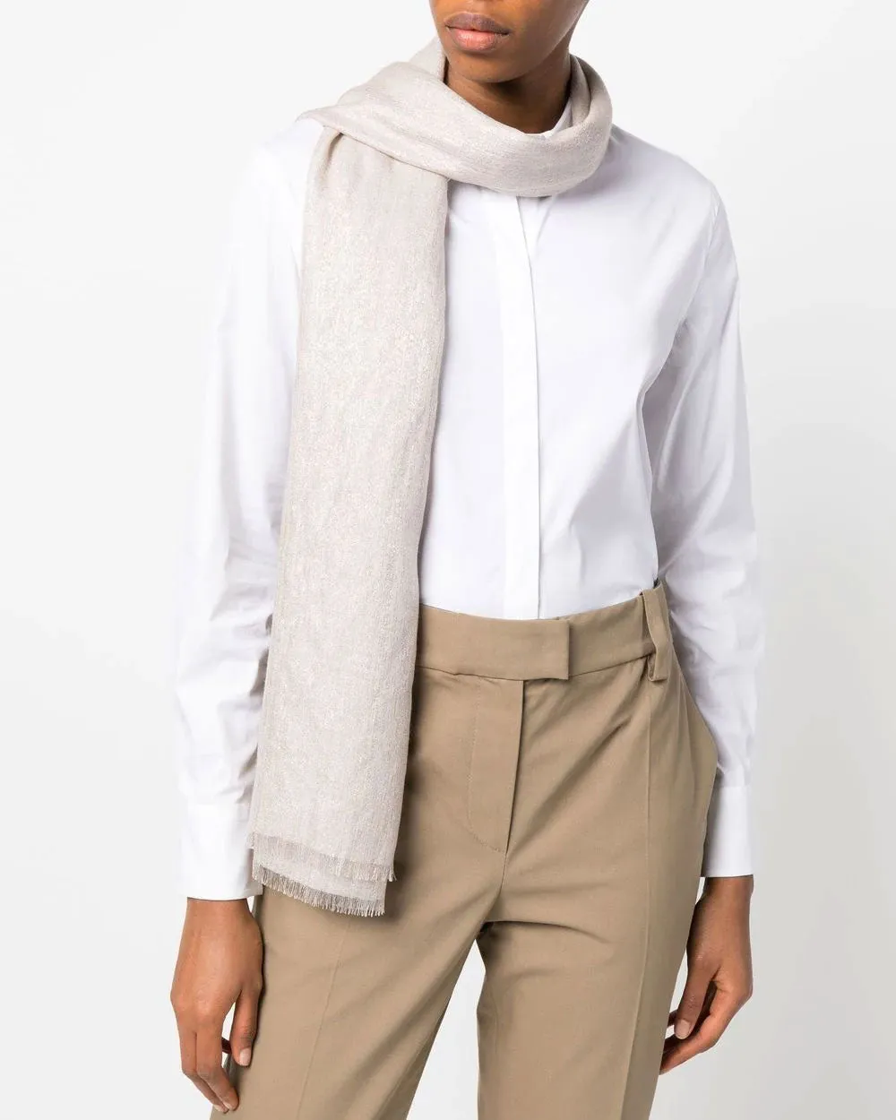 Cashmere & Silk Lurex Scarf in Beige