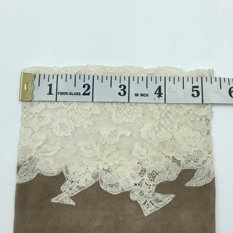 Christian Dior Tan Suede and Lace Trimmed Elbow Length Gloves NWT