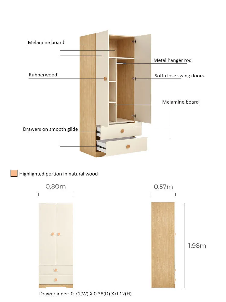 Contemporary Double Door Kids Wardrobe