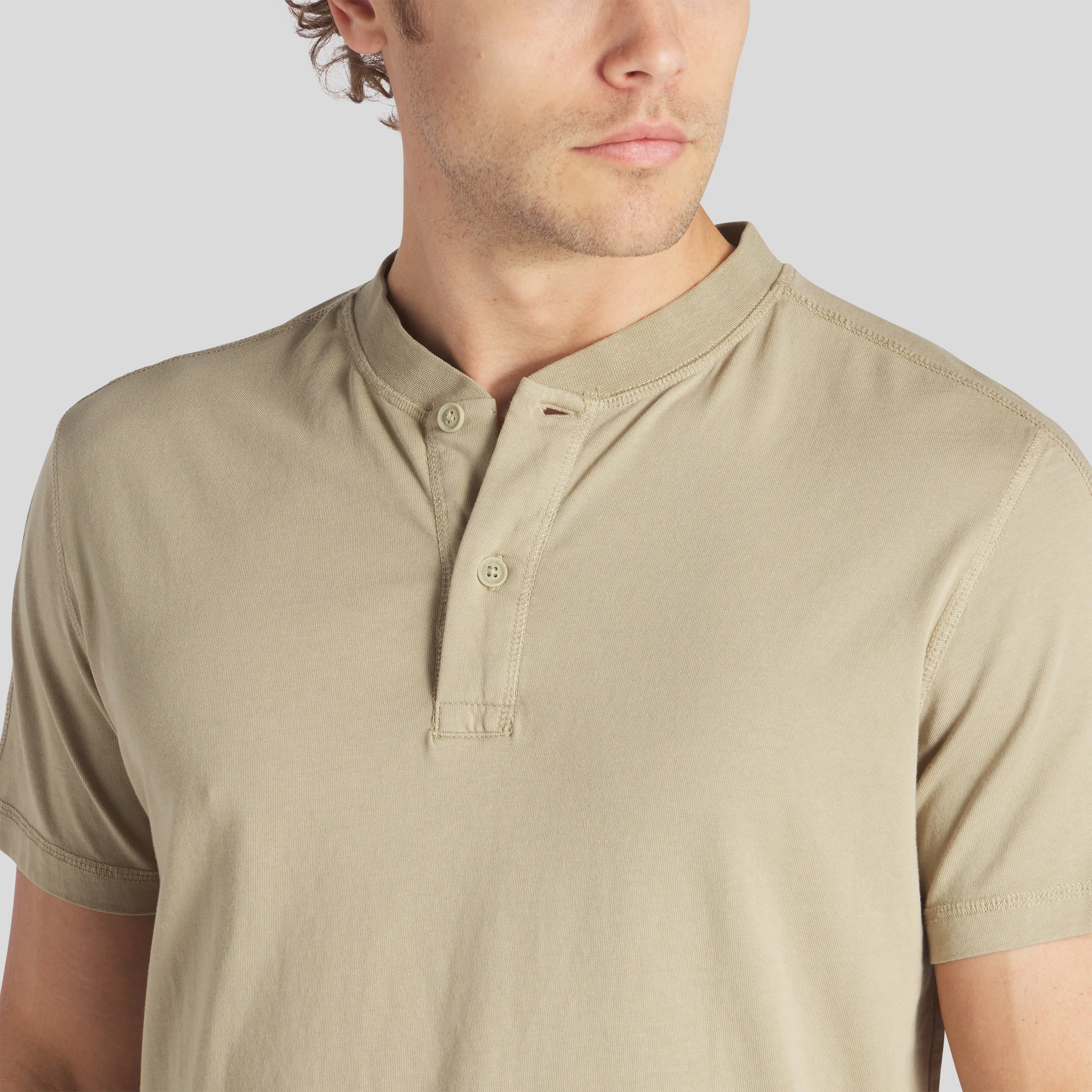 Cooper Short Sleeve Henley - Dried Herb