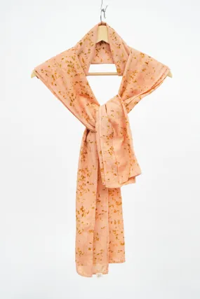 Eco-printed kala cotton stole - peach with yellow