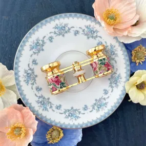 Floral Needlepoint and Gold Opera Glasses -  Opera Glasses