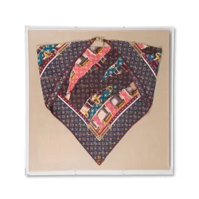 Framed Louis Vuitton Multicolor Voyages Scarf in a 24x24x2" Shadowbox