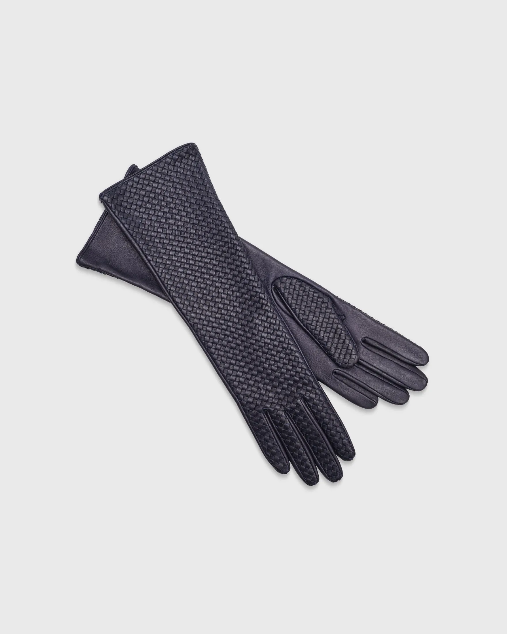 Genevieve Long Blue Leather Gloves