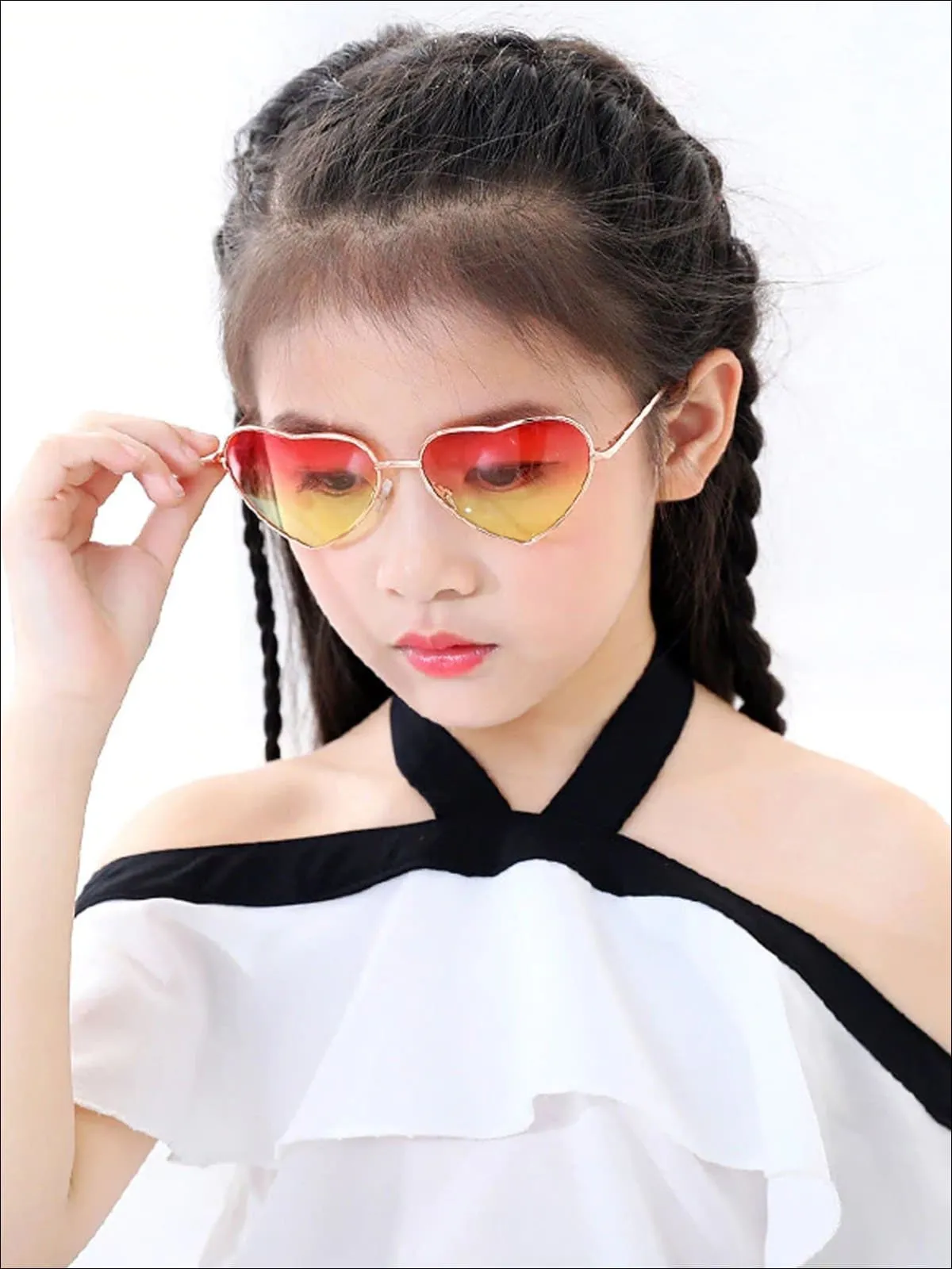 Girls Metallic Heart Sunglasses