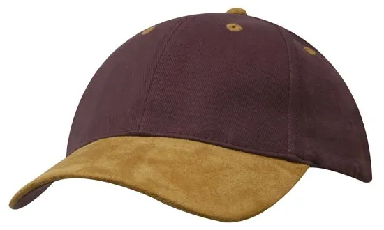 Headwear Brushed Heavy Cotton With Suede Peak Cap (4200)