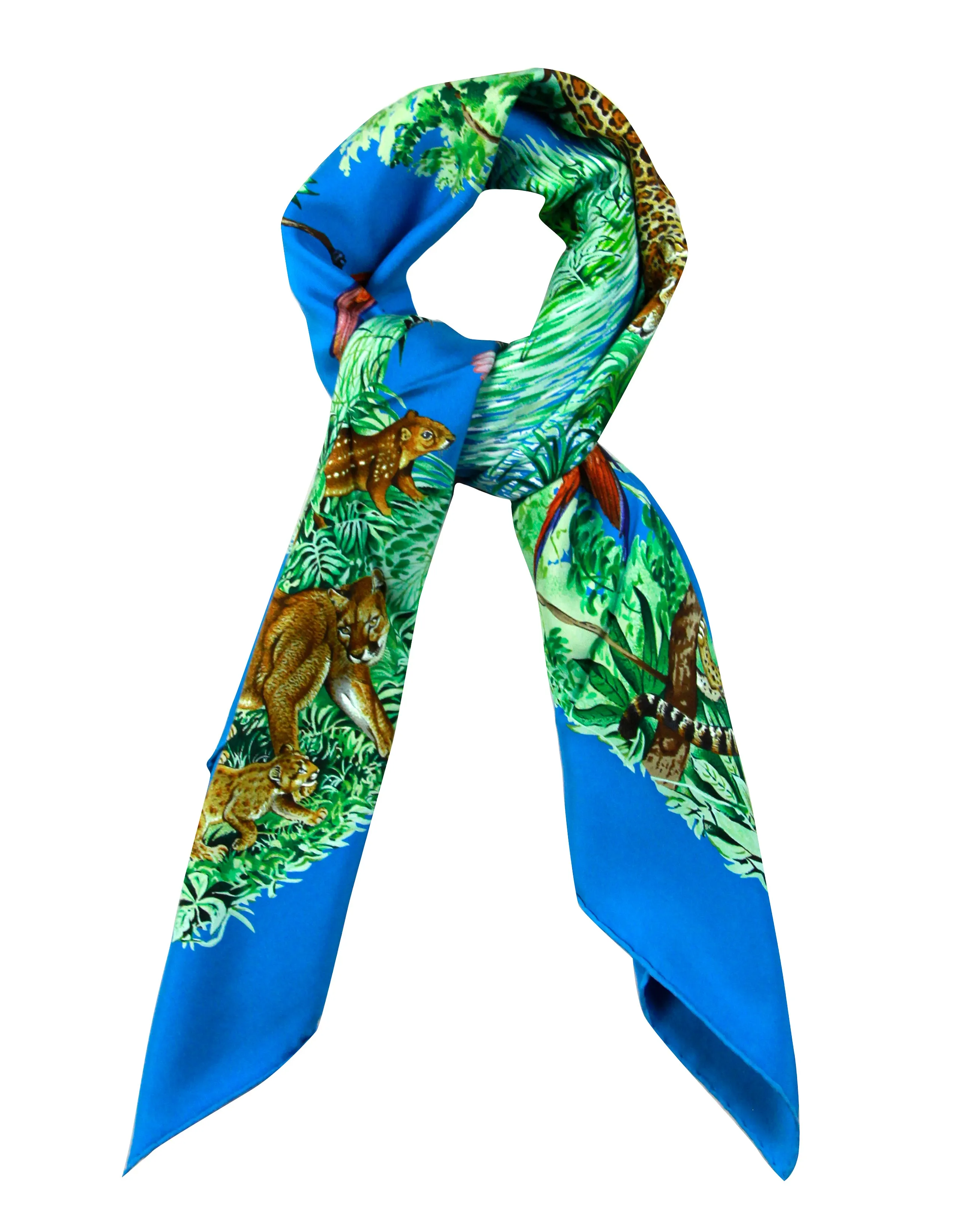 Hermes NEW Blue Equateur 90cm Silk Wash Scarf