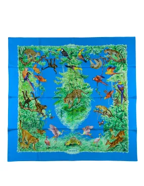 Hermes NEW Blue Equateur 90cm Silk Wash Scarf