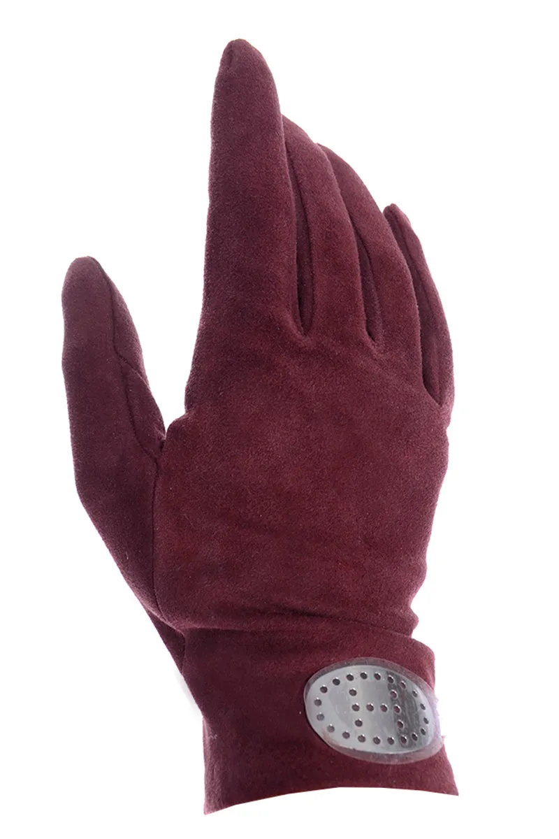 Hermes Pierced Silver H Burgundy Wine Red Suede Unworn Gloves