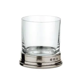 Italian Pewter Large Whiskey or Water Crystal Glass