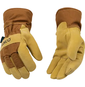 Kinco 1958 HydroFlector Heavy Duck Canvas Fabric Back Lined Suede Pigskin Waterproof Thermal Insulation Gloves (One Dozen)