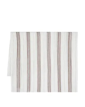 Linen Blend Striped Scarf in Brown