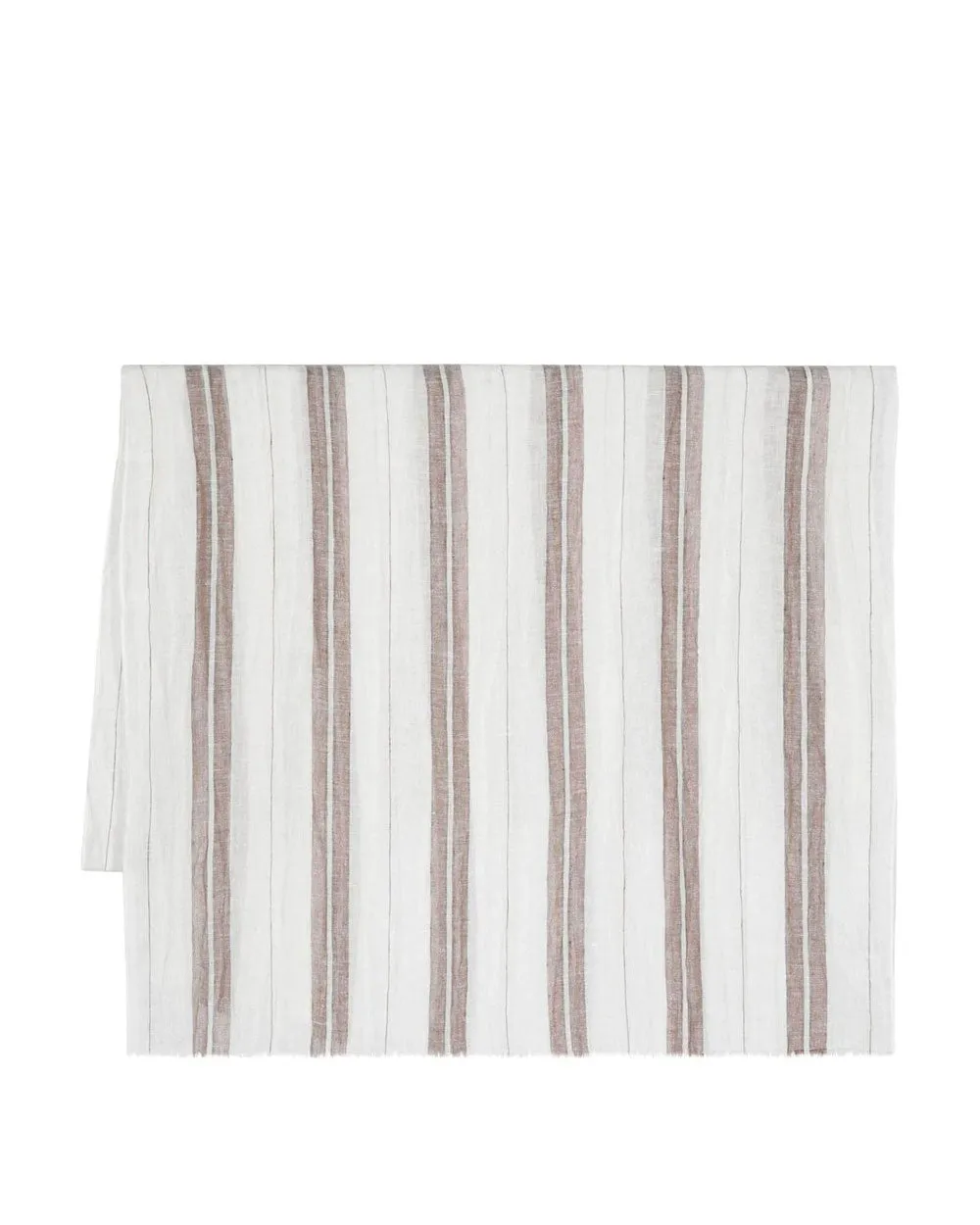 Linen Blend Striped Scarf in Brown