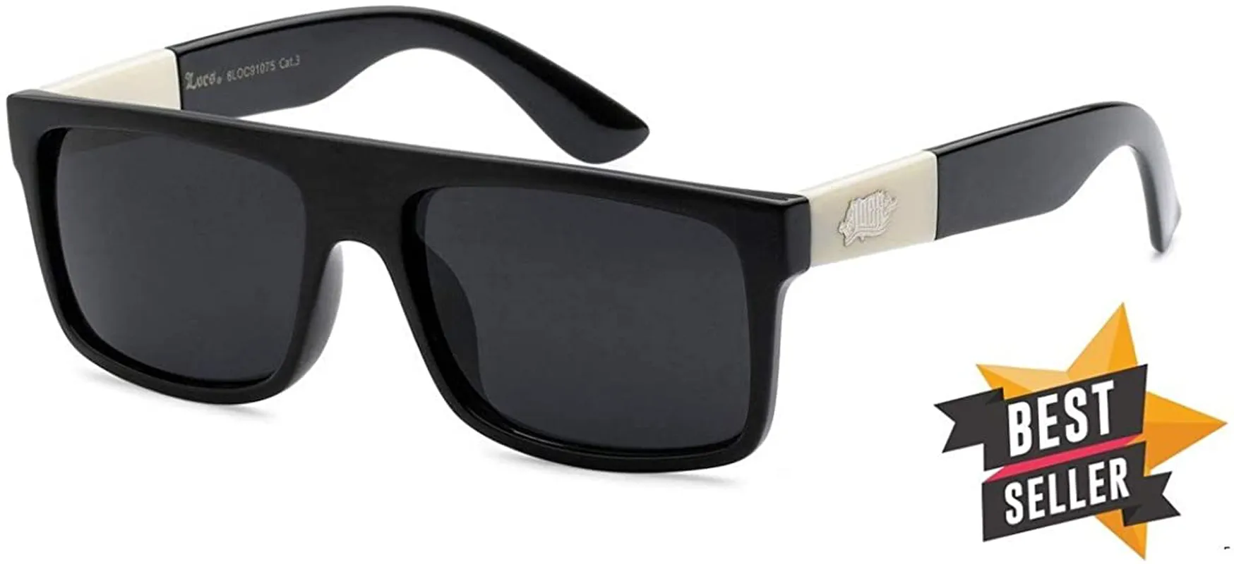 Locs 91075 Black Sunglasses | Authentic Gangster Squared Flat Top Ivory Arms Shades