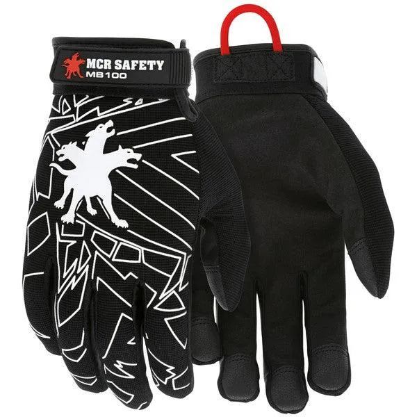 MB100L MCR Safety Mechanics Gloves, Large, Synthetic, Black, Adjustable Closure