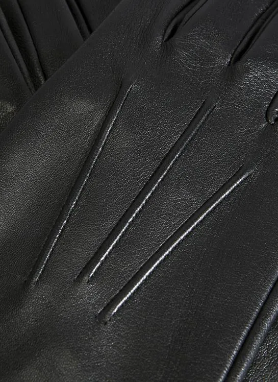 Men's Three-Point Silk-Lined Leather Gloves