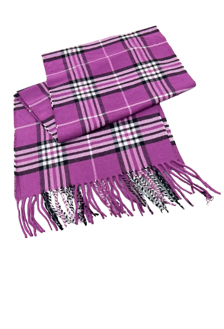 Men's Wool Cashmere Purple Fashion Design Plaid Scarf