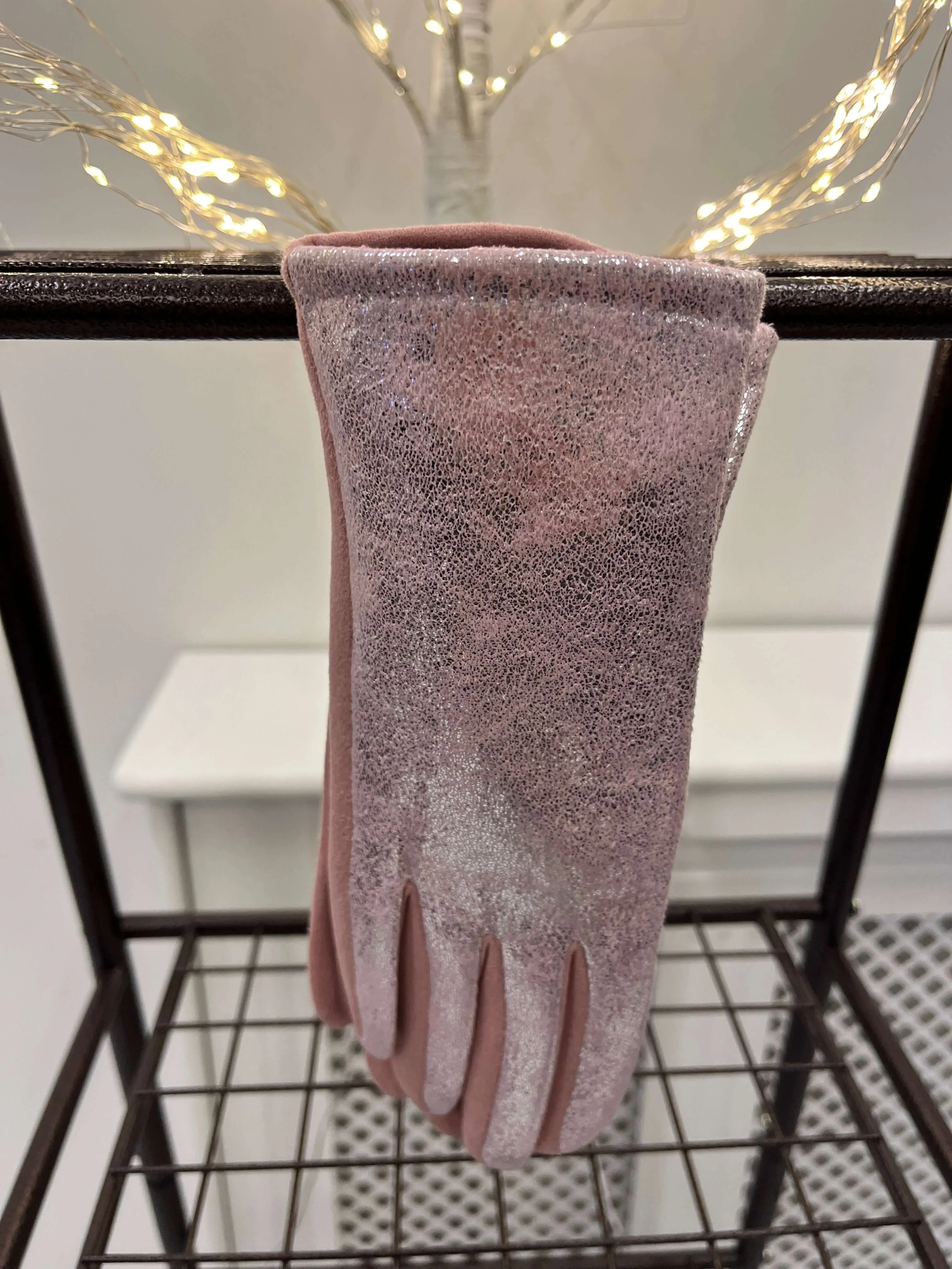 Metallic Faux Suede Gloves