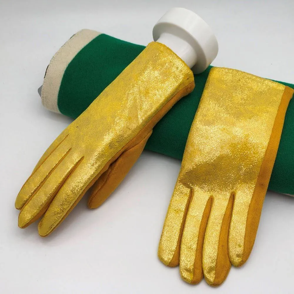 Metallic Faux Suede Gloves