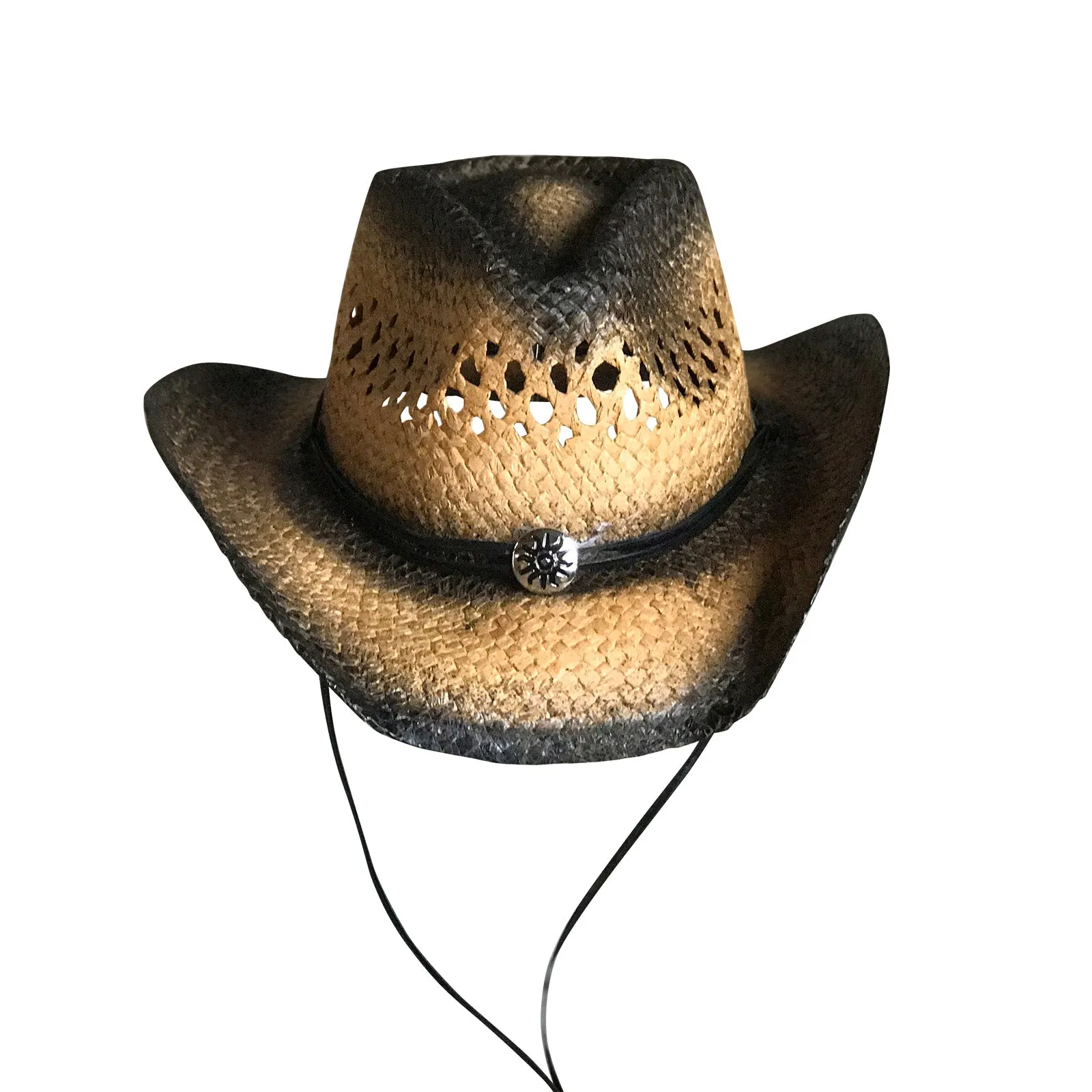 Raffia Straw 2-Tone Pinch Crease Western Cowboy Hat