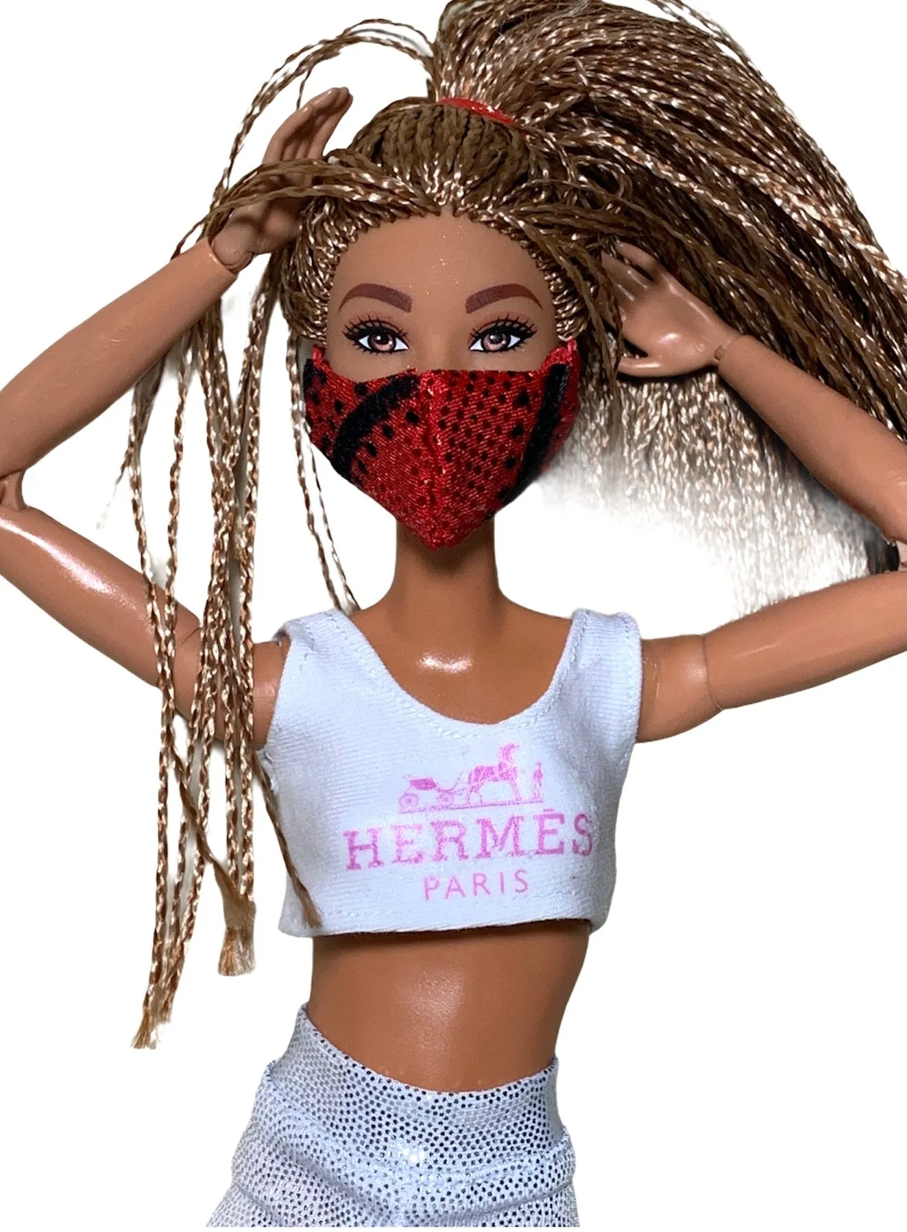 Red Barbie Doll face mask