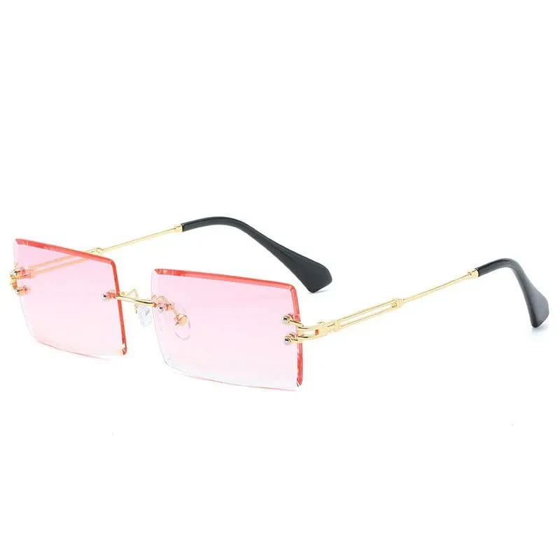 Retro Sunglasses For Women Rimless Gradient Frameless Sunglasses