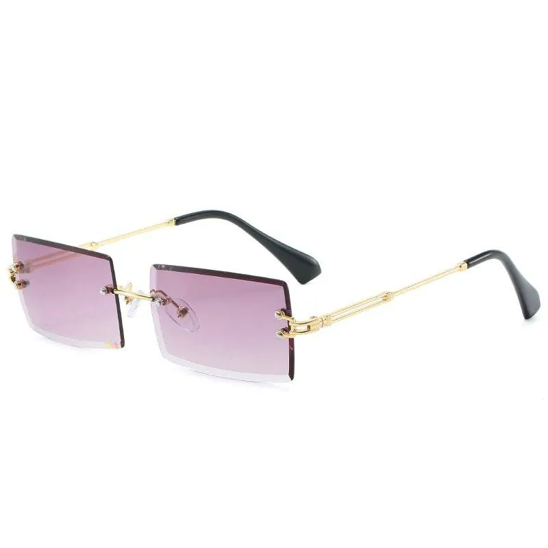 Retro Sunglasses For Women Rimless Gradient Frameless Sunglasses