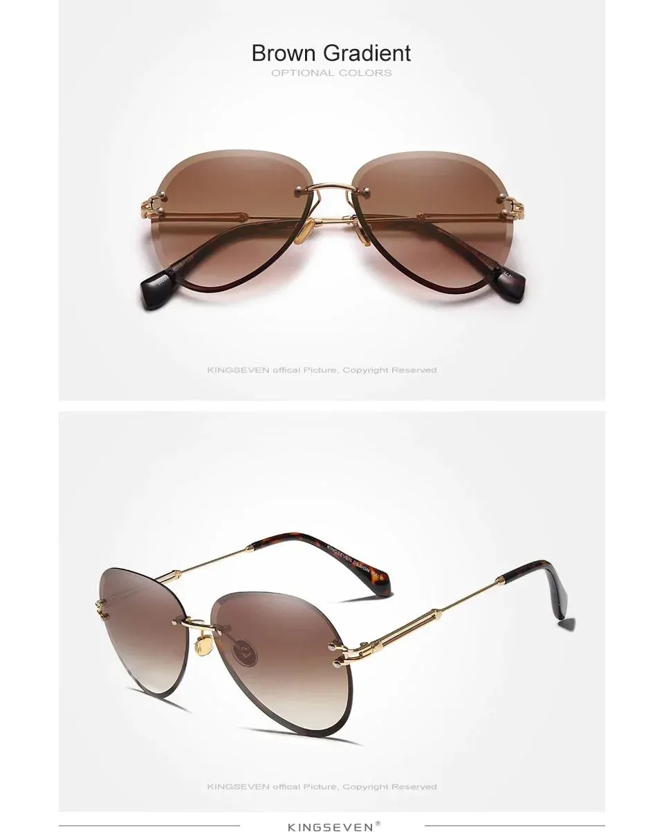 Rimless Vintage Design Sunglasses for Women with Gradient Lens