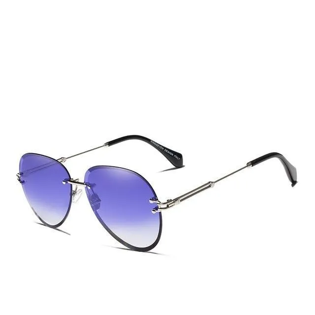 Rimless Vintage Design Sunglasses for Women with Gradient Lens