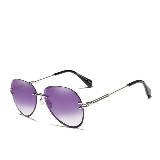 Rimless Vintage Design Sunglasses for Women with Gradient Lens