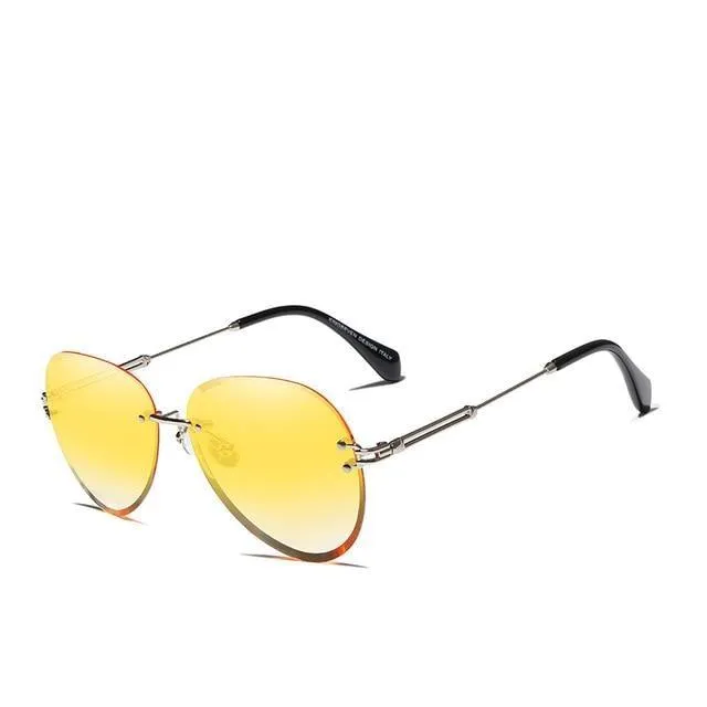 Rimless Vintage Design Sunglasses for Women with Gradient Lens