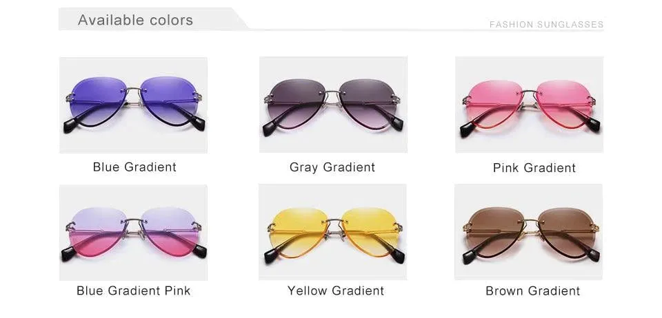 Rimless Vintage Design Sunglasses for Women with Gradient Lens