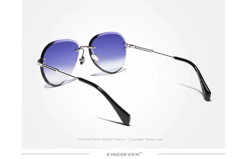 Rimless Vintage Design Sunglasses for Women with Gradient Lens