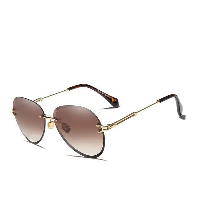 Rimless Vintage Design Sunglasses for Women with Gradient Lens