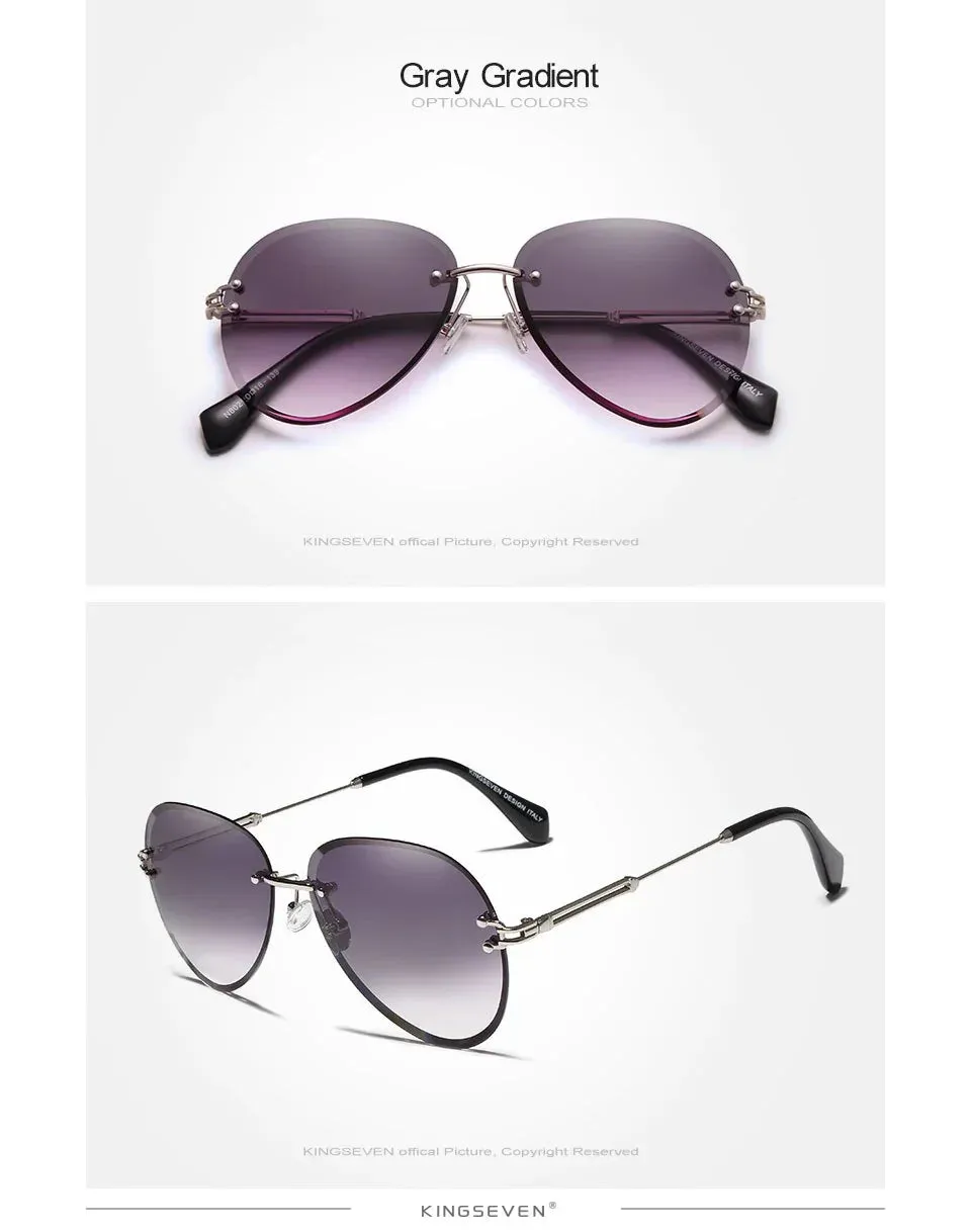 Rimless Vintage Design Sunglasses for Women with Gradient Lens