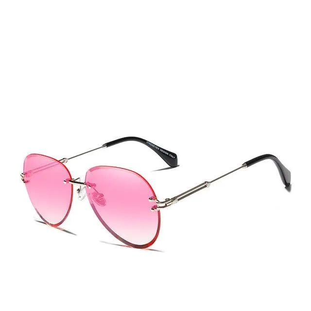 Rimless Vintage Design Sunglasses for Women with Gradient Lens