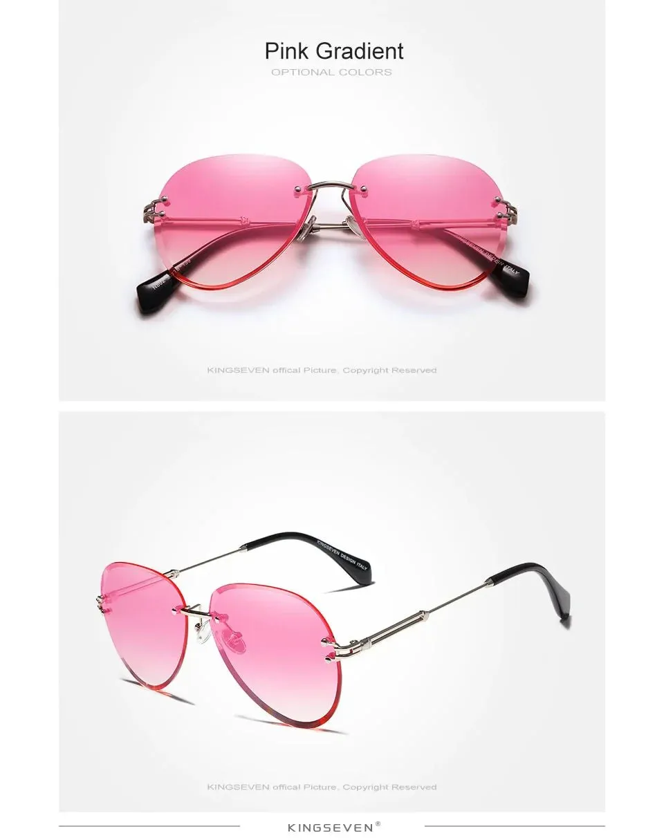 Rimless Vintage Design Sunglasses for Women with Gradient Lens