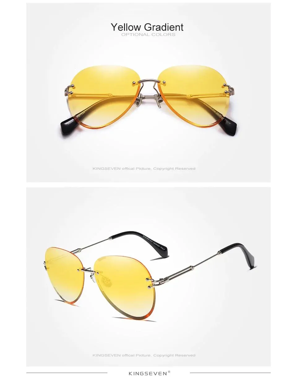 Rimless Vintage Design Sunglasses for Women with Gradient Lens