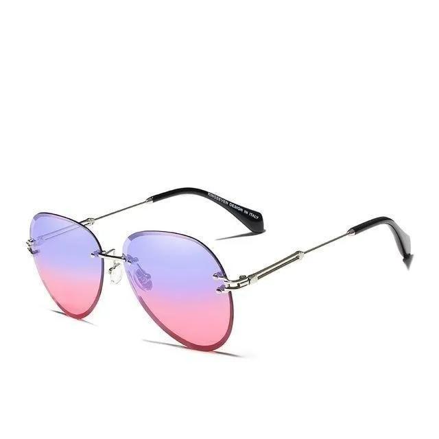 Rimless Vintage Design Sunglasses for Women with Gradient Lens