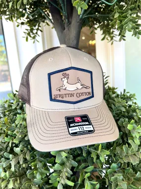 Running Buck Patch on Khaki Hat by Struttin' Cotton