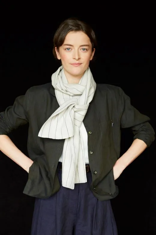 The STABLE Irish Linen Scarf - Natural Stripe