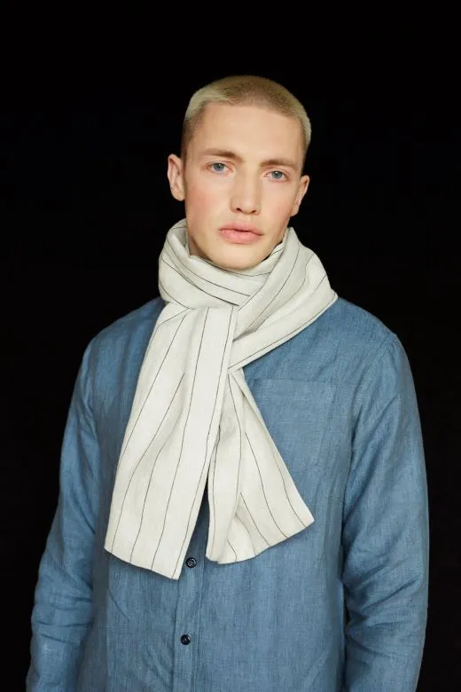 The STABLE Irish Linen Scarf - Natural Stripe